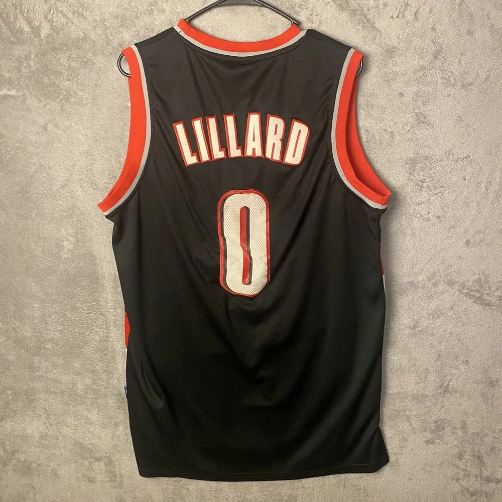 Adidas Men's Large Lillard Portland Jersey Black Red NBA